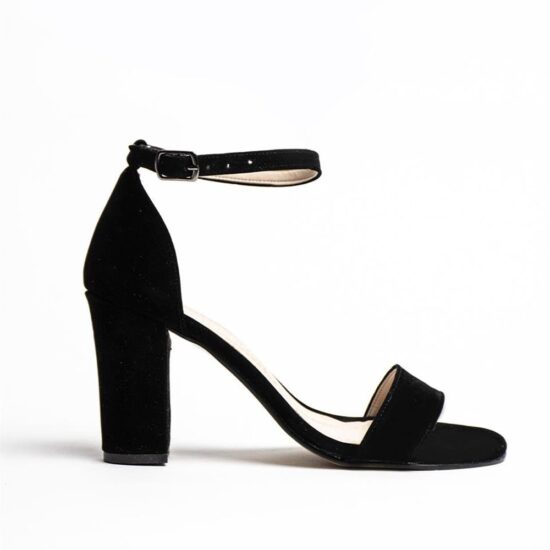 Black Suede Chunky Heel Dress Shoes for Women MA-030