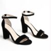Black Suede Chunky Heel Dress Shoes for Women MA-030