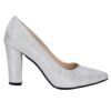 Silver Chunky Heel Shoes for Women MA-023