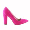 Fushcia Suede Chunky Heel Shoes for Women MA-023