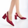 Burgundy Satin Ankle Strap Heels for Women MA-028