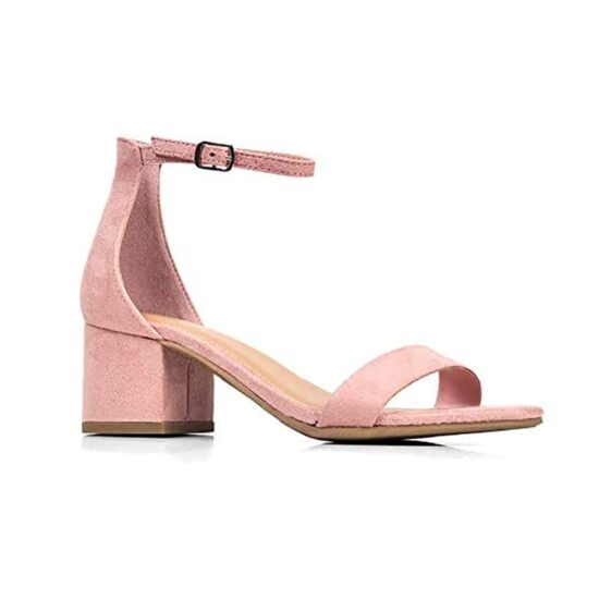 Pink Suede Low Heel Sandals for Ladies RA-155