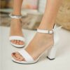 White Chunky Heel Dress Shoes for Women MA-030