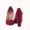 Burgundy Suede Chunky Heel Shoes for Women MA-023