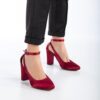 Burgundy Satin Ankle Strap Women Shoes RA-8030