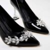 Black Shiny Transparent High Heel Shoes for Women RA-510