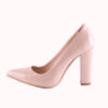 Beige Shiny Chunky Heel Shoes for Women MA-023