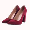 Burgundy Suede Chunky Heel Shoes for Women MA-023