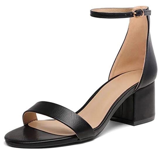 Black Low Heel Sandals for Ladies RA-155