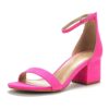 Fushcia Suede Low Heel Sandals for Ladies RA-155