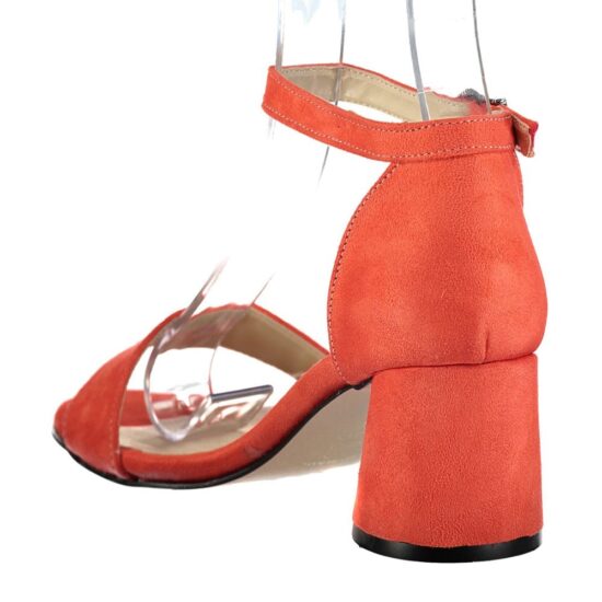 Orange Suede Low Heel Sandals for Ladies RA-155