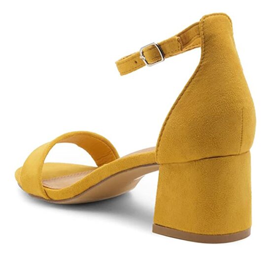 Mustard Suede Low Heel Sandals for Ladies RA-155