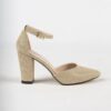 Gold Chunky High Heel Shoes with Ankle Straps for Women RA-062