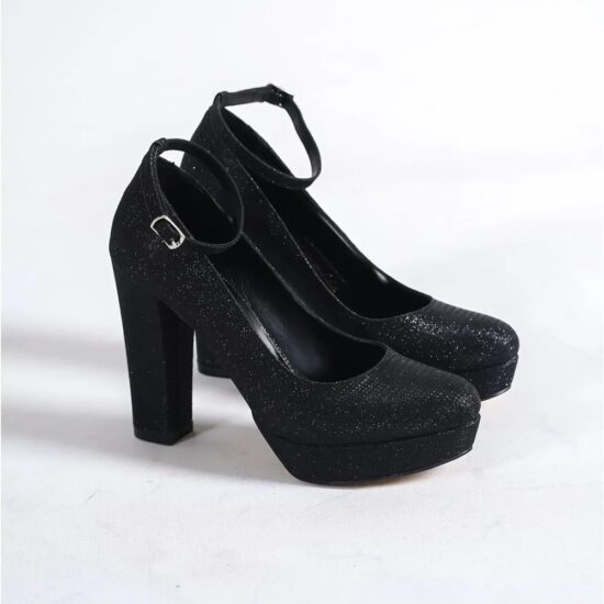 Black Glitter Platform Heel Wedding Shoes for Women RA-210