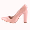 Salmon Shiny Chunky Heel Shoes for Women MA-023