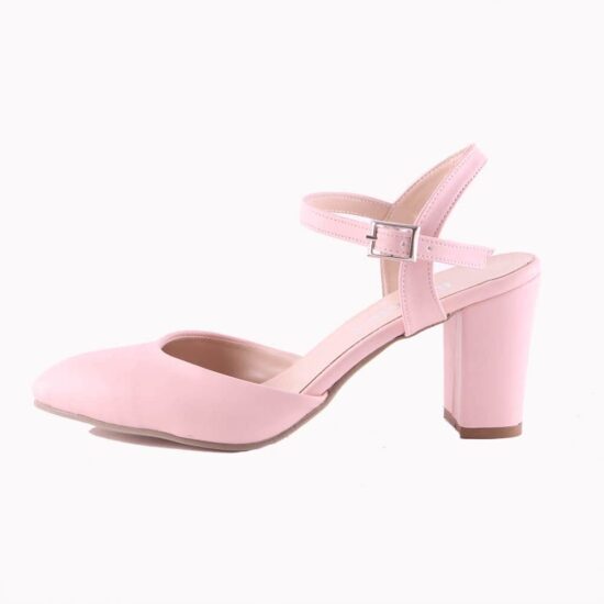 Pink Ankle Strap Low Heels for Women RA-145