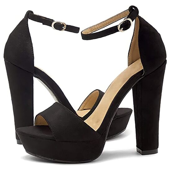 Black Platform High Heel Sandals Women RA-157
