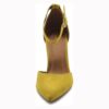 Mustard Chunky High Heel Shoes with Ankle Straps for Women RA-062