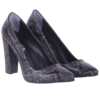 Black Print Chunky Heel Shoes for Women MA-023