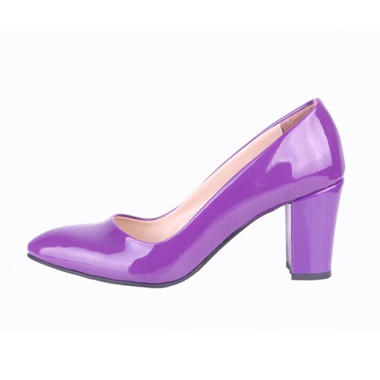 Purple Shiny Low Heel Dress Shoes for Ladies MA-024