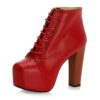 Red Platform High Heel Boots for Women