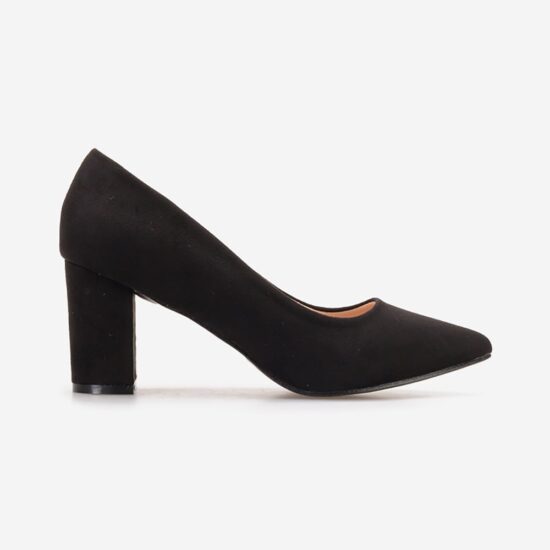 Black Suede Low Heel Dress Shoes for Ladies MA-024