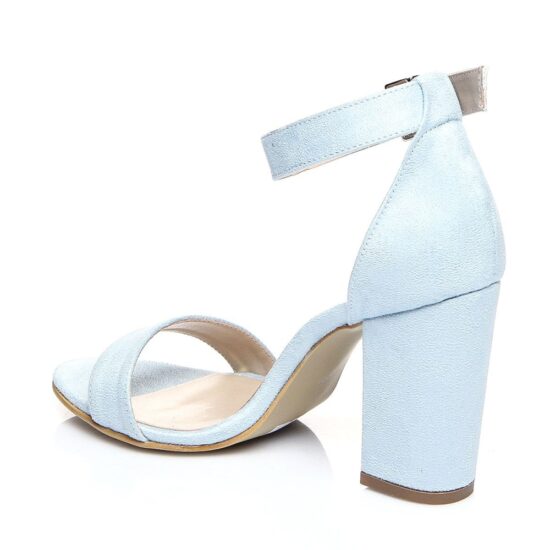 Blue Suede Chunky Heel Dress Shoes for Women MA-030
