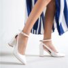 White Ankle Strap Women Shoes RA-8030