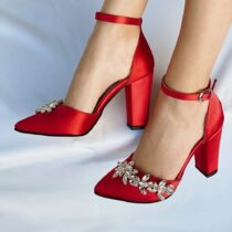 Red Women Heels Shoes with Rhinestone RA-8001