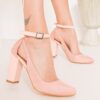 Pink Suede Ankle Strap Women Shoes RA-8030