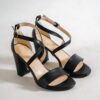 Black Cross Strap Platform Sandals for Women RA-007