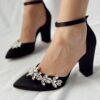 Black Women Heels Shoes with Rhinestone RA-8001