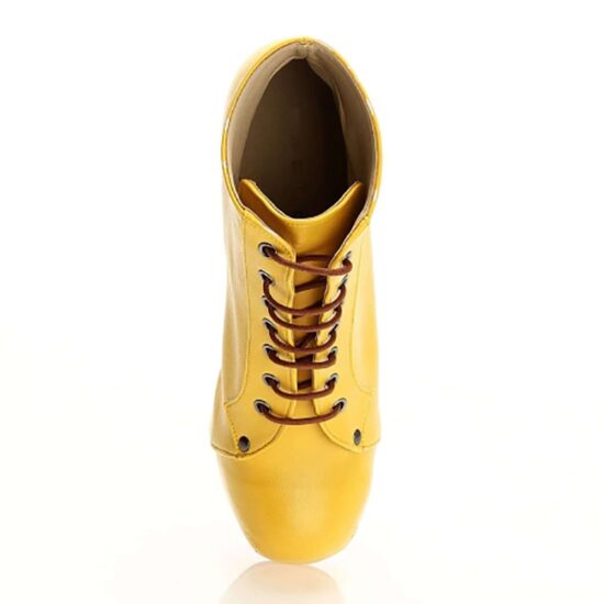 Yellow Platform High Heel Boots for Women