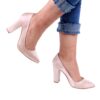 Beige Satin Chunky Heel Shoes for Women MA-023