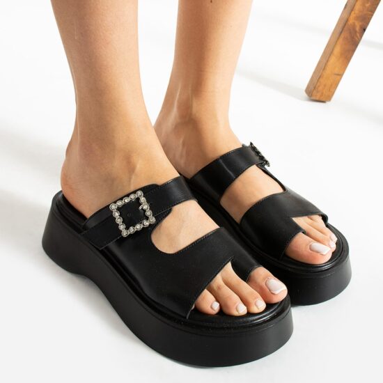 Black Buckle Sandals for Women TA-04