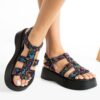Black Leather Sandals for Women TA-01