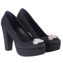 Black Platform Heels with Bows RA-026