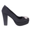 Black Platform Heels with Bows RA-026