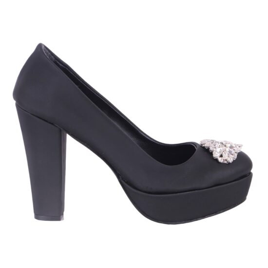 Black Platform Heels with Bows RA-026