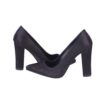 Black Satin Chunky Heel Shoes for Women MA-023