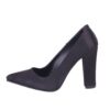 Black Satin Chunky Heel Shoes for Women MA-023