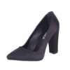 Black Satin Chunky Heel Shoes for Women MA-023