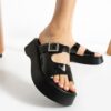 Black Shiny Buckle Sandals for Women TA-04