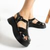 Black Shiny Closed Toe Sandals for Women TA-05