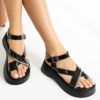 Black Shiny Comfortable Sandals for Women TA-02