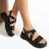 Black Shiny Strappy Sandals for Women TA-03