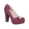 Burgundy Platform Heels with Bows RA-026