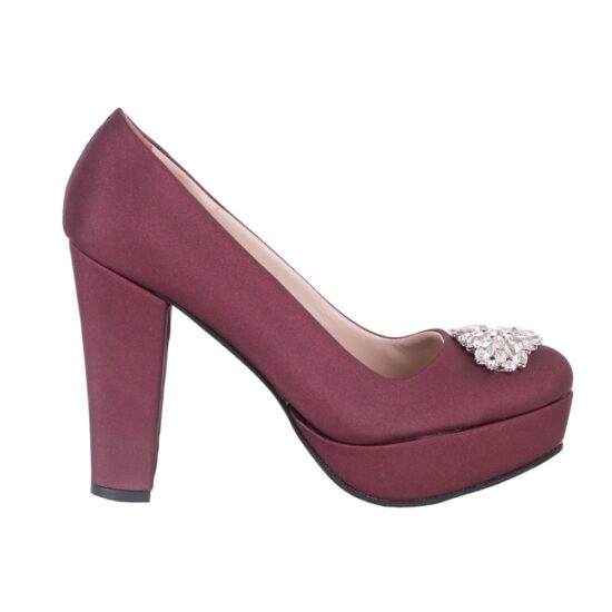 Burgundy Platform Heels with Bows RA-026