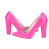 Fushcia Satin Chunky Heel Shoes for Women MA-023