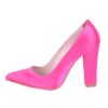 Fushcia Satin Chunky Heel Shoes for Women MA-023